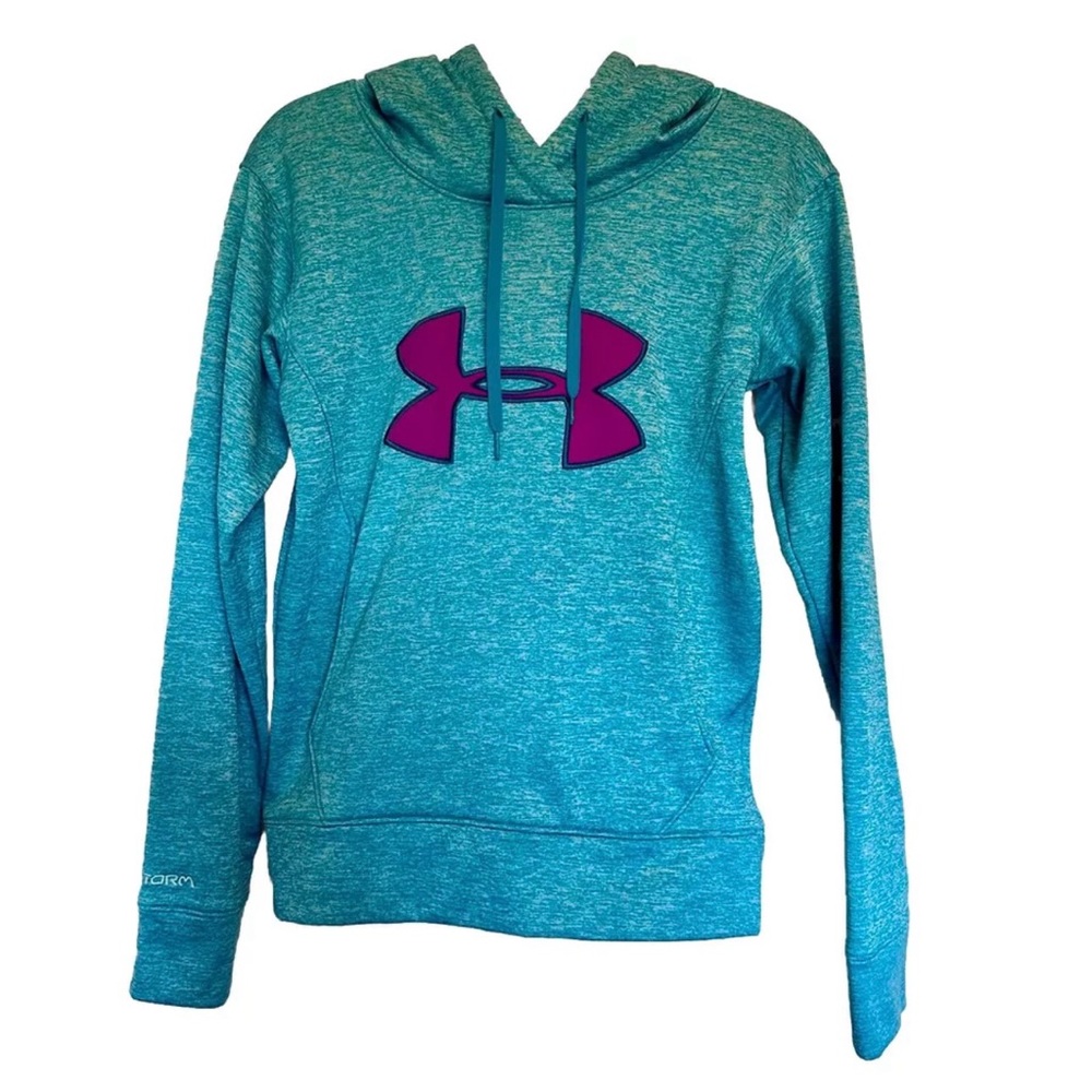 Under Armour Storm Cold Gear Jacket Hoodie Women's XS Long Sleeve Pink Blue Semi